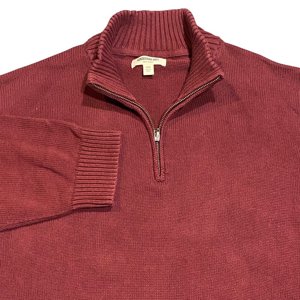 Goodthreads Sweater Quarter Zip Mens XXXL GT444558FL18 Burgundy China